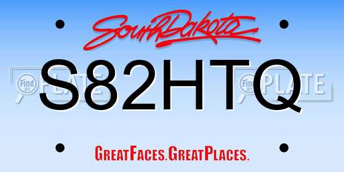 S82HTQ South Dakota License Plate