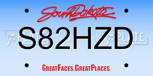 S82HZD South Dakota License Plate