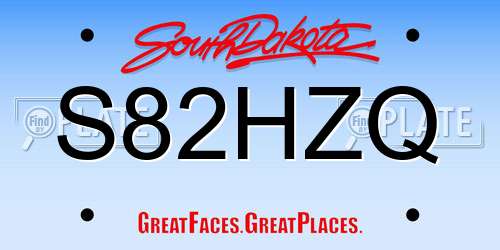 S82HZQ South Dakota License Plate