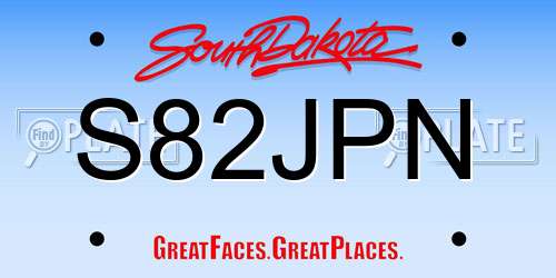 S82JPN South Dakota License Plate