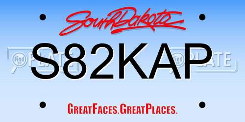 S82KAP South Dakota License Plate