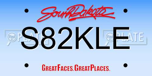 S82KLE South Dakota License Plate