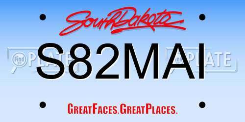 S82MAI South Dakota License Plate