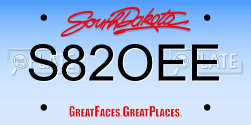 S82OEE South Dakota License Plate