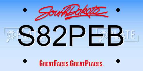 S82PEB South Dakota License Plate