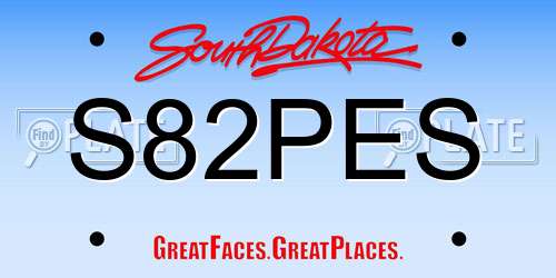S82PES South Dakota License Plate