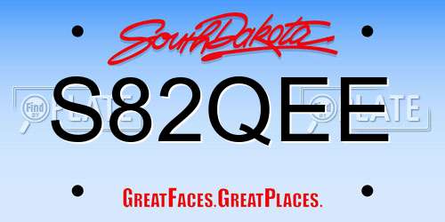 S82QEE South Dakota License Plate