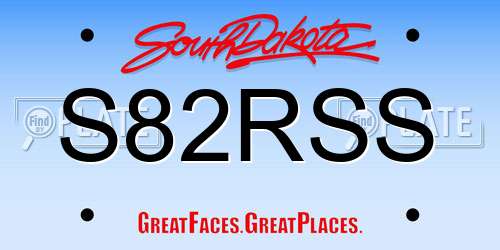 S82RSS South Dakota License Plate