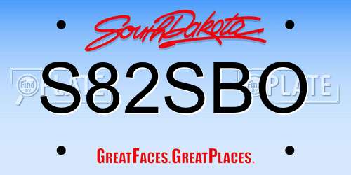 S82SBO South Dakota License Plate
