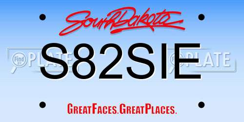 S82SIE South Dakota License Plate