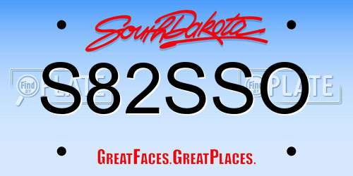 S82SSO South Dakota License Plate