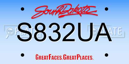 S832UA South Dakota License Plate