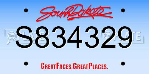 S834329 South Dakota License Plate