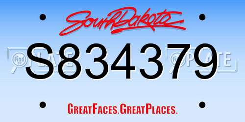 S834379 South Dakota License Plate