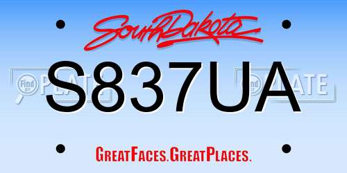 S837UA South Dakota License Plate