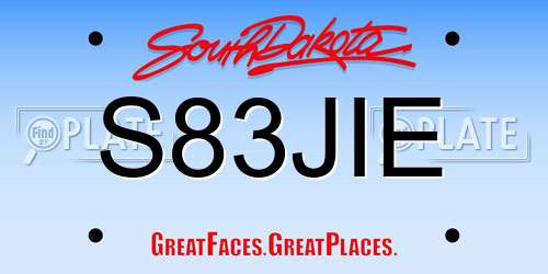 S83JIE South Dakota License Plate