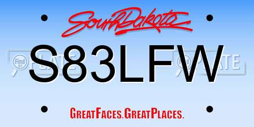 S83LFW South Dakota License Plate