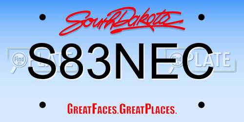 S83NEC South Dakota License Plate