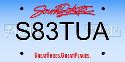 S83TUA South Dakota License Plate