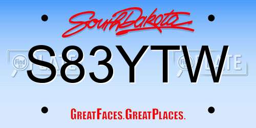 S83YTW South Dakota License Plate