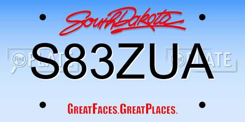 S83ZUA South Dakota License Plate