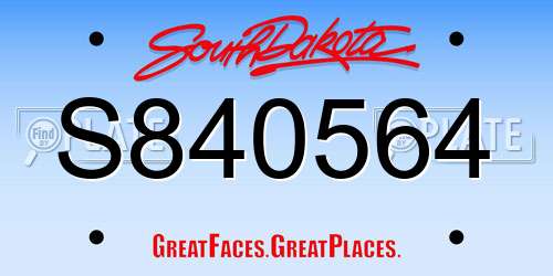 S840564 South Dakota License Plate