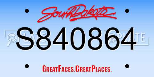 S840864 South Dakota License Plate