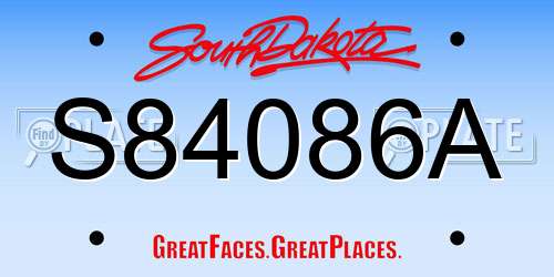S84086A South Dakota License Plate