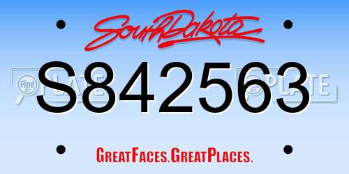 S842563 South Dakota License Plate