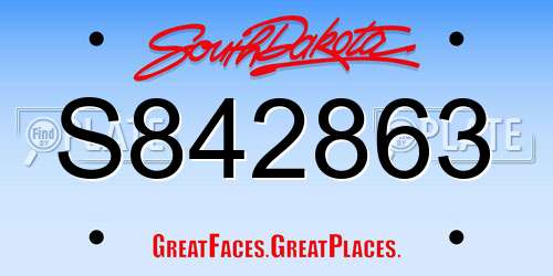 S842863 South Dakota License Plate