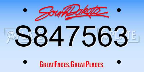 S847563 South Dakota License Plate