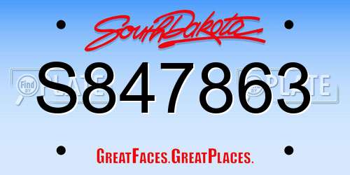 S847863 South Dakota License Plate