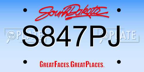 S847PJ South Dakota License Plate