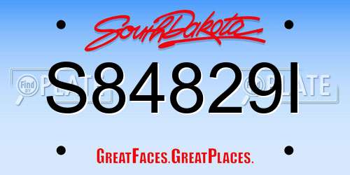 S84829I South Dakota License Plate