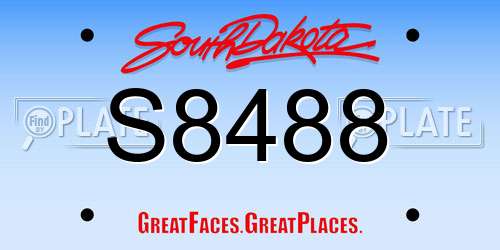 S8488 South Dakota License Plate