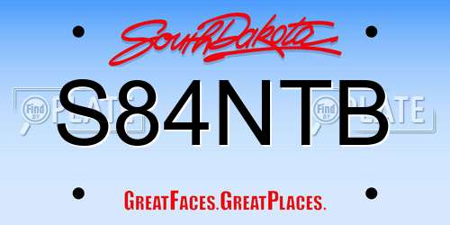 S84NTB South Dakota License Plate