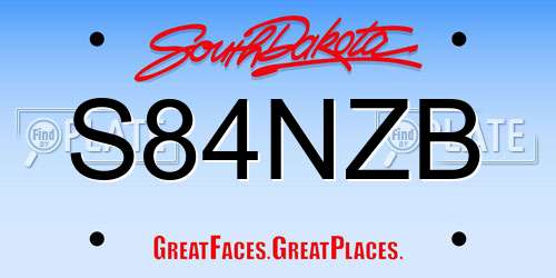 S84NZB South Dakota License Plate