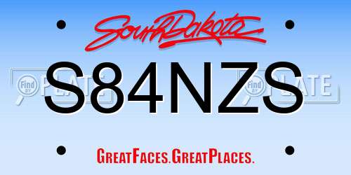 S84NZS South Dakota License Plate