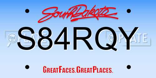 S84RQY South Dakota License Plate