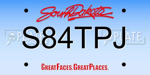 S84TPJ South Dakota License Plate