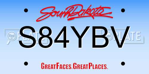 S84YBV South Dakota License Plate