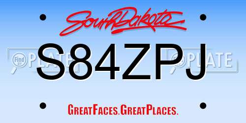 S84ZPJ South Dakota License Plate