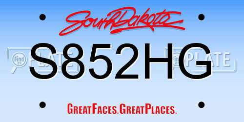 S852HG South Dakota License Plate