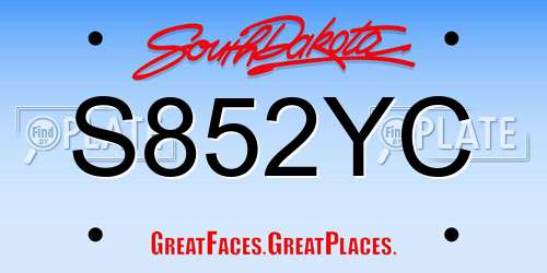 S852YC South Dakota License Plate