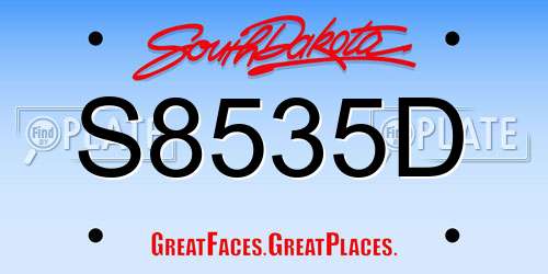 S8535D South Dakota License Plate