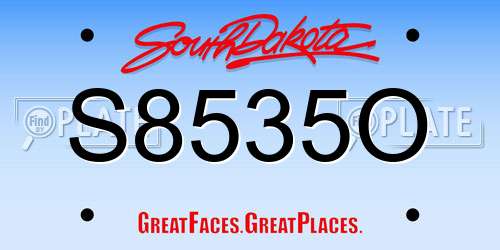 S8535O South Dakota License Plate