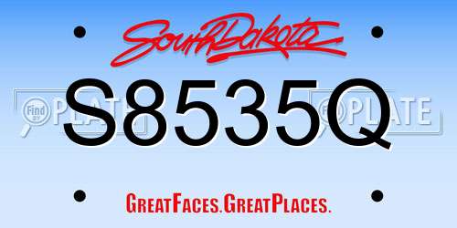 S8535Q South Dakota License Plate