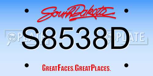 S8538D South Dakota License Plate