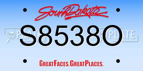 S8538O South Dakota License Plate