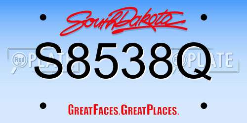S8538Q South Dakota License Plate